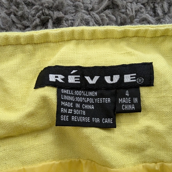 Révue Linen Yellow Skirt Size 4 Vintage - Picture 3 of 5